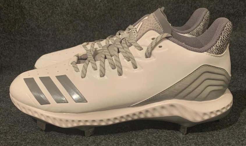 Men’s Adidas Icon Bounce Metal Baseball Cleats White Silver CG5252  Size 13