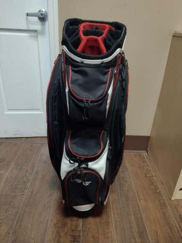 Datrek 14 Divider Golf Cart Bag Black/Red/White w Raincover
