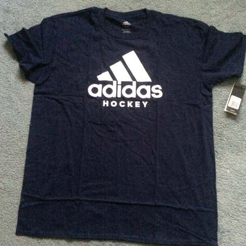 NEW WITH TAGS - ADIDAS HOCKEY BADGE OF SPORT HOCKEY TSHIRT - MEN'S XLARGE NAVY BLUE