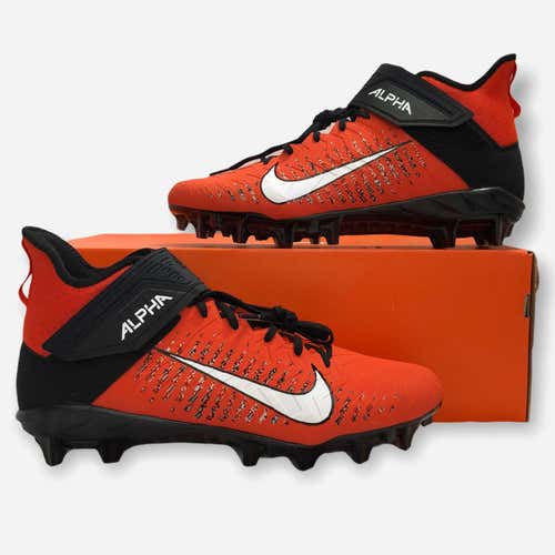 Nike Alpha Menace Pro 2 Mid Orange Black Football Cleats AQ3209-301 Mens Size 12