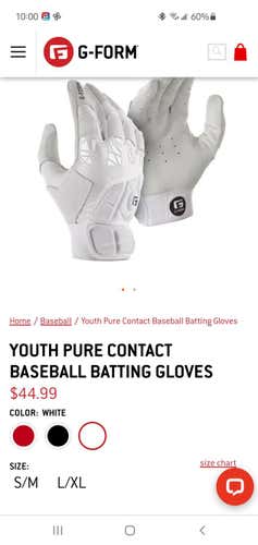 White New Medium Other Batting Gloves