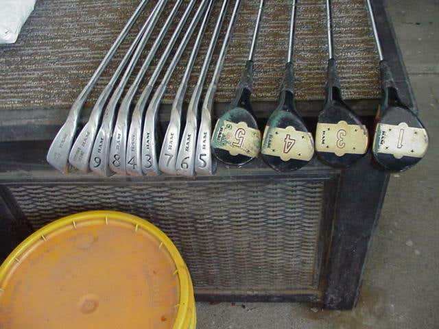 FULL SET RAM ACCUBAR GOLF CLUBS 4 WOODS AND 9 IRONS SAME SERIAL NO.    lss