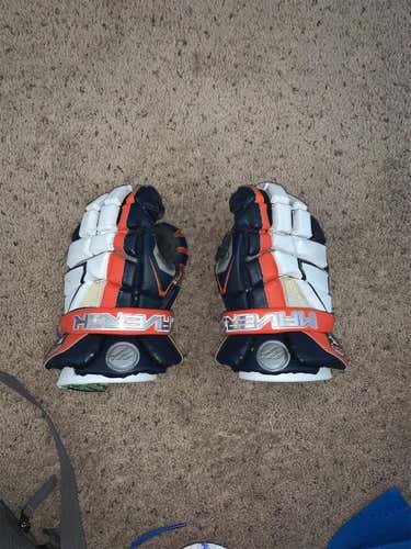 Orange Used Player's Maverik M4 12" Lacrosse Gloves