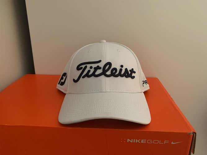 White and Black Titleist Fitted Hat