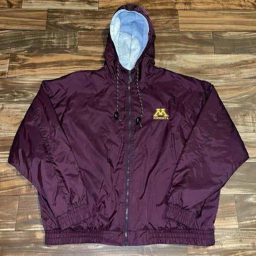 Vintage Minnesota Gophers Zip Hooded Lined Jacket Size 2XL/3XL Back Spellout