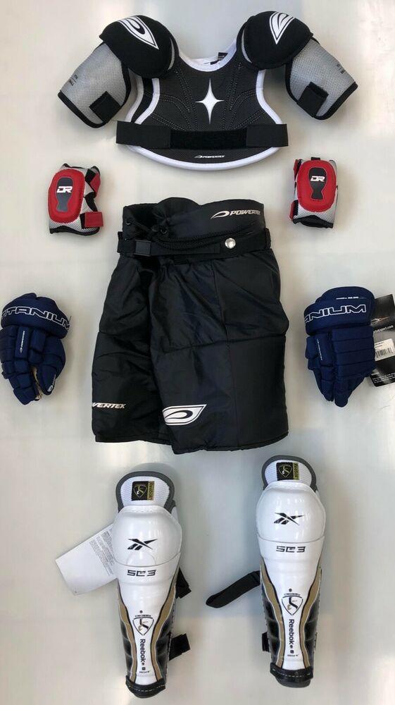 New Jr small equipment pants gloves shin elbow shoulder junior ice hockey set 