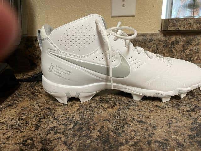 White New Adult Men's Size 11.5 (Women's 12.5) Molded Cleats Nike High Top