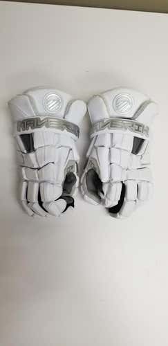 White Used Player's Maverik M4 Lacrosse Gloves 12"