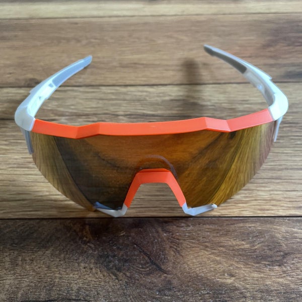 NEW 100% Speedcraft Sunglasses - Orange/White Frame w/ Red Len