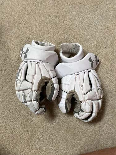 White Used Player's Under Armour Command Pro 2 13" Lacrosse Gloves