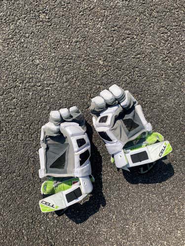 White Used Player's STX Cell V 12" Lacrosse Gloves