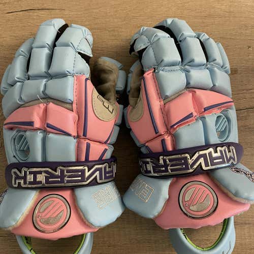 Blue Used Maverik M3 12" Lacrosse Gloves