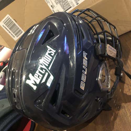 Blue Used Small Bauer Re-Akt 150 Pro Stock Helmet (Mercyhurst hockey)