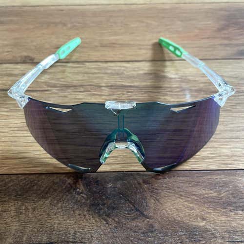 NEW 100% Hypercraft Sunglasses - Clear/Green Frame w/ Blue Lens