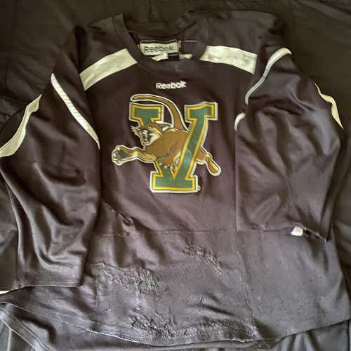Vermont Catamounts Hammer #30Black Adult Goalie Cut Reebok Pro Stock Jersey