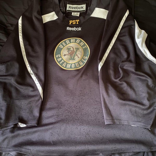 Vermont Catamounts #1 Black Adult Goalie Cut Reebok Pro Stock Jersey