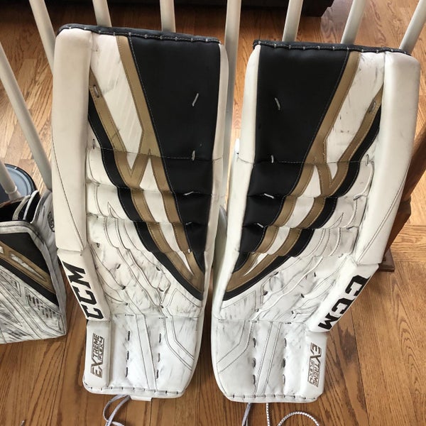 White Senior 34" CCM Eflex4 Pro Stock Goalie Leg Pads