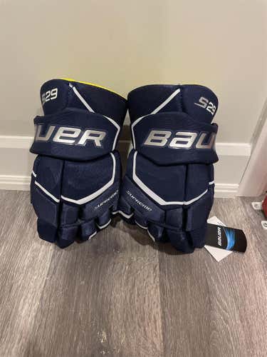 Blue Senior Bauer Supreme S29 15" Pro Stock Gloves