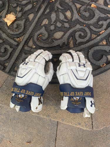 White Used Player's Under Armour  Command Lacrosse Gloves