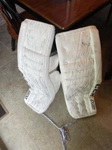 White Senior 34" CCM Eflex4  Goalie Leg Pads