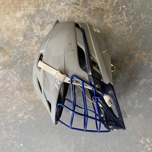 Gray Cascade Helmet With Blue Chrome Face Mask