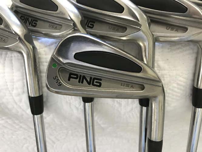 Ping S59 3-PW Green Dot Steel Iron Set + 1/4 inch True Temper Stiff shafts