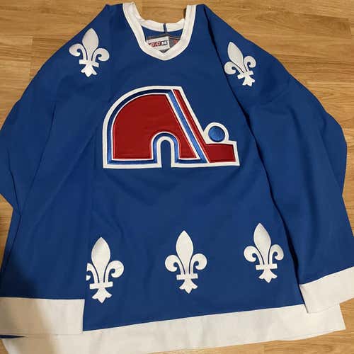 Retro CCM Quebec Nordiques Defunct NHL Hockey Jersey Avalanche Blue XL Vintage