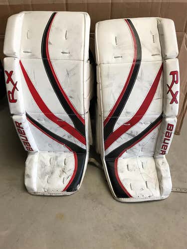 White Junior 28" Bauer RX4 Goalie Leg Pads