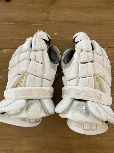 White Used Player's Maverik 10" M4 Lacrosse Gloves