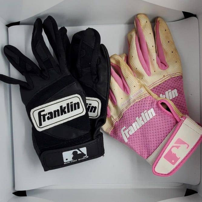 1 Pink  & 1Black Used Small Franklin Tee Ball Flex Batting Gloves