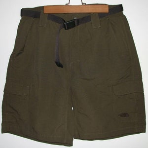 North Face Men's Olive Green Hiking Walking Active Cargo Shorts -Size M / LIKENU