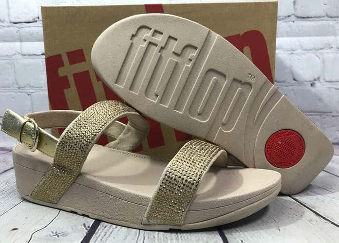 New FitFlop Women’s Shimmer Gold Sandals Comfortable Suede Back-Strap Size 9 NWB