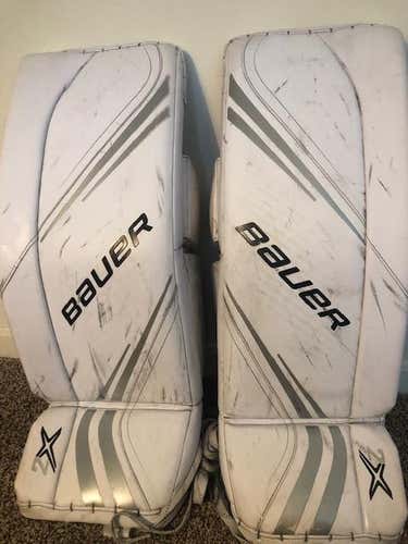 White Used Intermediate MEDIUM Bauer Vapor 2X Goalie Leg Pads