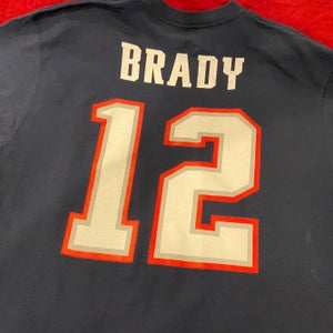 #12 New England Patriots TOM BRADY NFL FootballBlue Adult XL Majestic T-Shirt