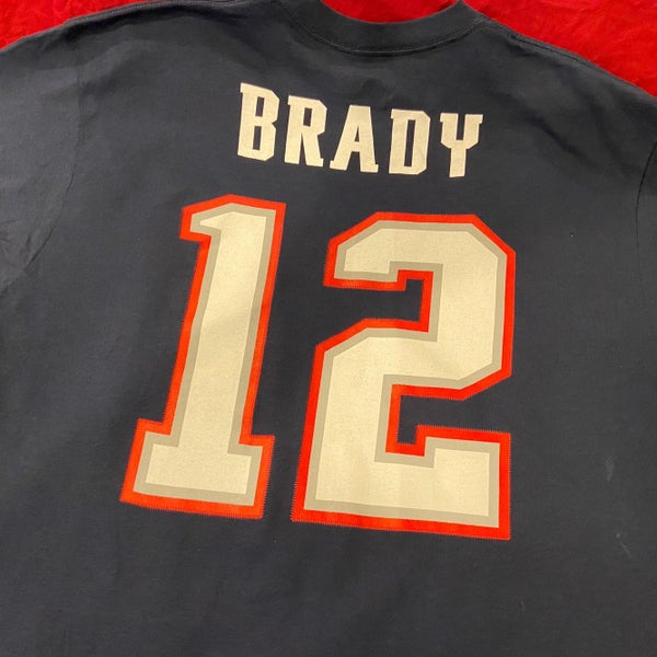 12 New England Patriots TOM BRADY NFL FootballBlue Adult XL Majestic T-Shirt