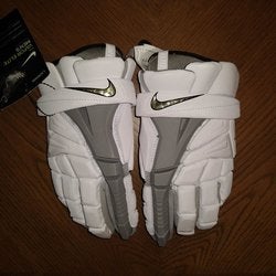 SALE $49! New (white with grey) Nike Vapor Elite Lacrosse Gloves 12" (medium)