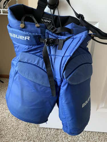 Blue Used Junior Medium Bauer Performance Hockey Goalie Pants