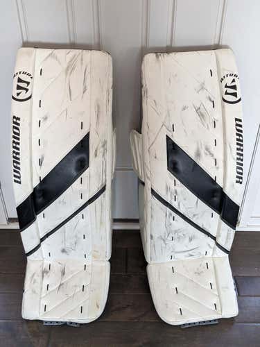 White Used Senior 34" Warrior Ritual G4 Goalie Leg Pads