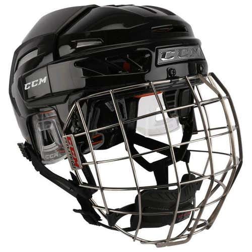 New Small CCM Fitlite 3DS Sr. Black Helmet Combo