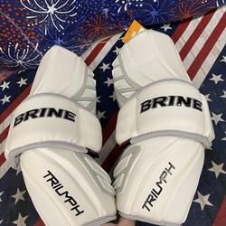 New Brine Triumph III White Large Lacrosse Arm Guards- WART3AG16S-WHL