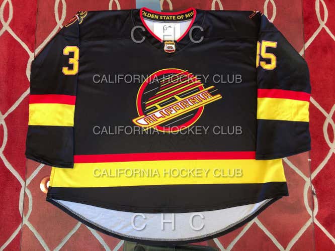 Black California Hockey Club Retro Canucks Senior Jersey GOALIE CUT #35