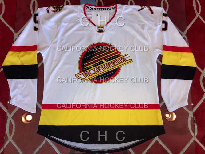 White California Hockey Club Retro Canucks Senior Jersey XL Extra Large #5