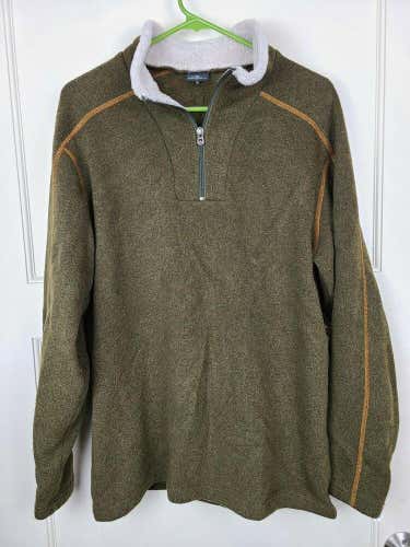 Kuhl Men's Brown Fleece Wool Blend 1/4 Zip Pullover Sweater Jacket Size: L
