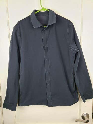Lululemon Mens Black Stretch Shirt Snap Up Long Sleeve Shirt Size: L