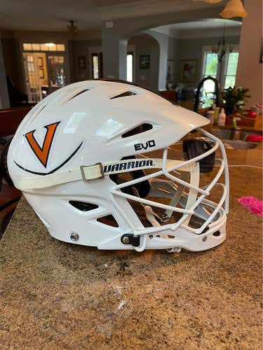 UVA Lacrosse - White Used Adult Player's Warrior Evo Helmet