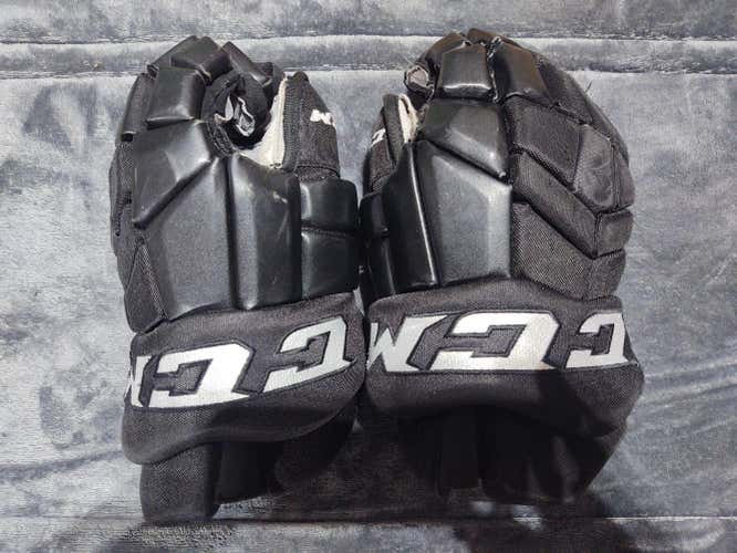 Black Used Pro Stock Senior CCM HG12 Gloves 14" Pro Stock