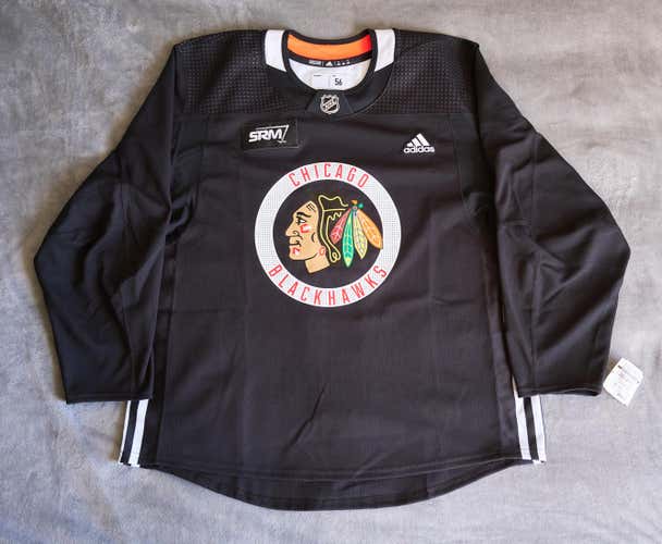 Chicago Blackhawks MIC Adidas Practice / Warm-Up Jersey Size 56 Pro Stock Hockey SRM Patch