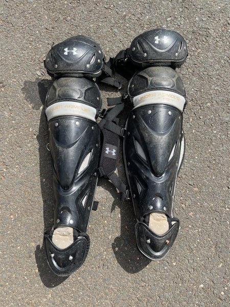 Black Intermediate Under Armour Catcher's Leg Guard