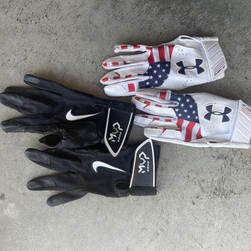Two Pairs Used Small Under Armour Batting Gloves