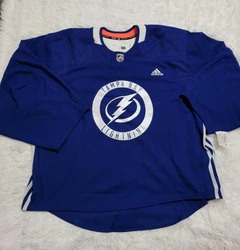 GOALIE Pro Stock Adidas Tampa Bay Lightning Practice Hockey Jersey Blue 58G